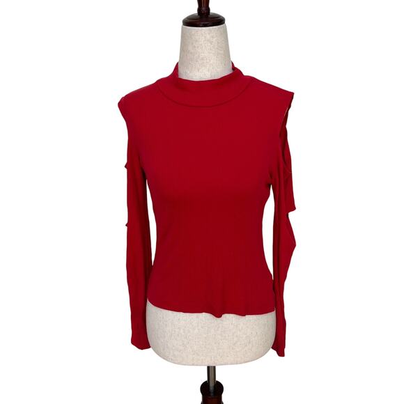 LNA Women's Apex Cutout Rib Top Size S In Red - Picture 1 of 11